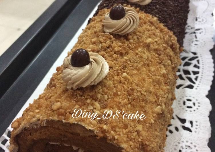 Rahasia Membuat Roll cake mocca nougat Anti Gagal