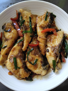 A picture of Fish in Garlic Blackbean Sauce.
