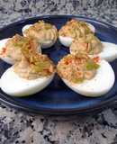 Huevos rellenos de mejillones en escabeche