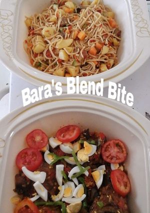 A picture of Pasta and pepperd chicken.