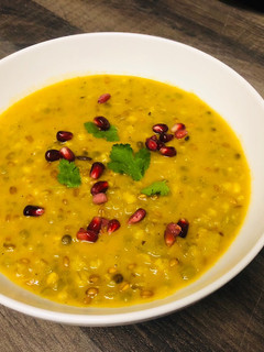 A picture of Creamy Sweet Potato and Wheat Berry Soup.