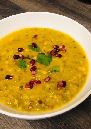 A picture of Creamy Sweet Potato and Wheat Berry Soup.