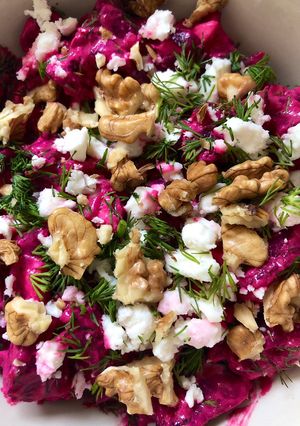 A picture of Beetroot yogurt dip.