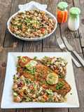 Quinoa bean salad with backed Bacsa fillet fish!