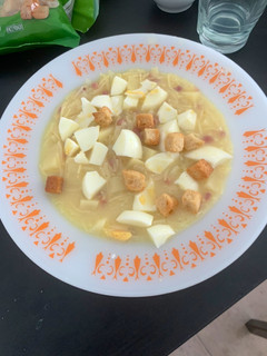 Una foto de Sopa de fideos con jamón y verduras con caldo de pollo Hacendado