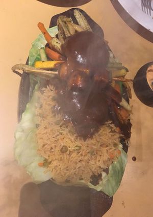 A picture of Veg Sizzler plate.