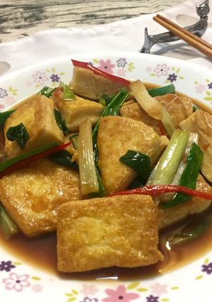 蔥燒自製雞蛋豆腐 的食譜成品照片