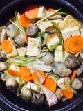 Đậu hủ, nấm rơm, cà rốt kho tộ