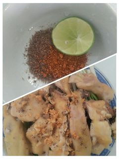 Hình của món Gà Hấp Hành.