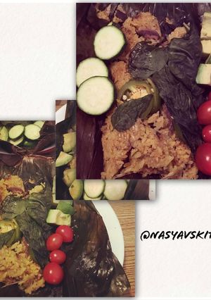 Foto resep Grilled biryani rice with anchovy & basil (nasi biryani bakar teri kemangi)