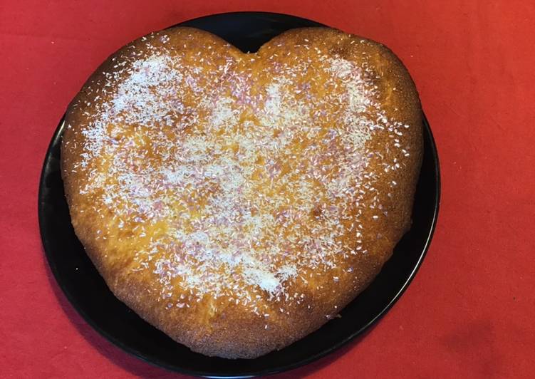 Recette Délicieuse Gâteau scintillant saint Valentin à la noix de coco
et vanille