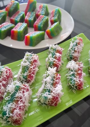 Foto resep Rainbow Cenil – Cenil Singkong Lapis Warna, Kenyal & Legit