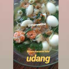 A picture of Sayur Bayam Telur Puyuh Makaroni Udang..