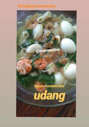 Foto resep Sayur Bayam Telur Puyuh Makaroni Udang.