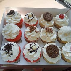 A picture of Cuppies with whipped cream.