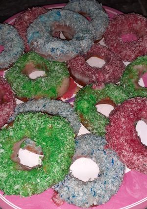A picture of Mini coconut doughnuts.