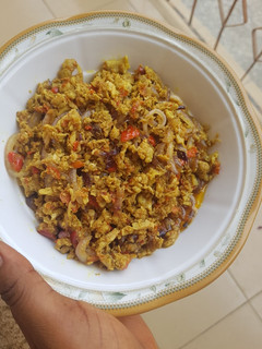 A picture of Fried yam and egg source.