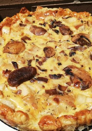 Una foto de Quiche de pollo y champiñones 🍄