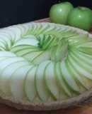 Tarta de avena y crema pastelera, y manzanas verdes 🍏
