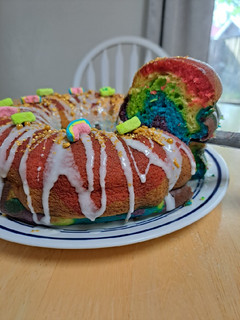 A picture of Rainbow Bundt Cake.