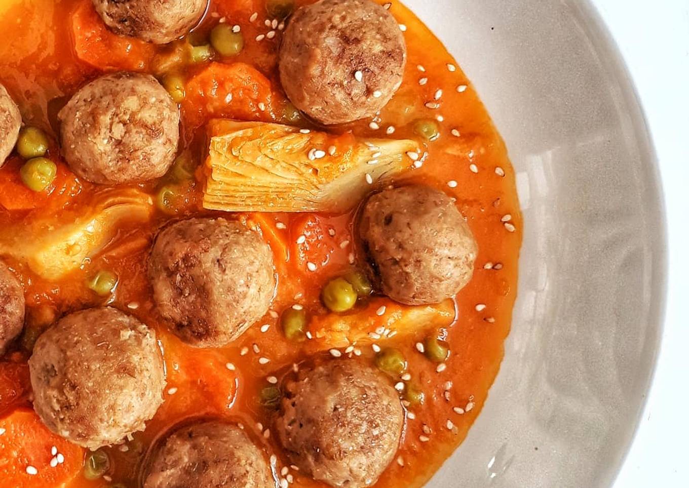 🌱Albóndigas de lentejas a la jardinera🌱