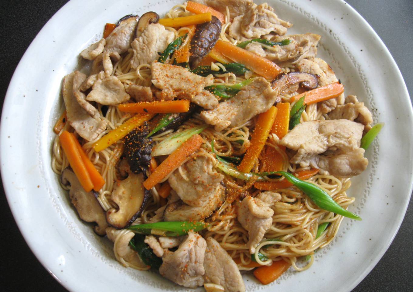 Stir-fried Pork & Somen (OR Capellini)