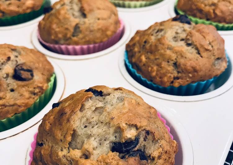 Simple Way to Prepare Ultimate Chocolate chip banana honey oat muffins