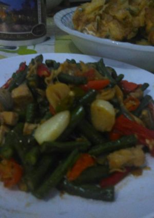 Foto resep Tumis kacang panjang teri medan super pedas