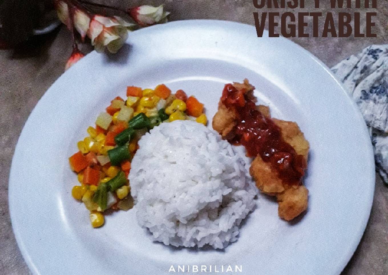 Chicken steak crispy with vegetable