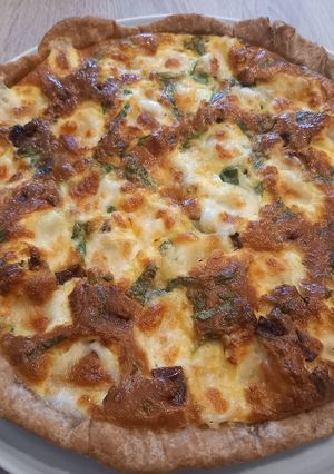 Une photo de Tarte fine basilic tomates séchées et mozzarela