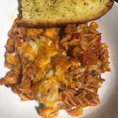 A picture of Tomato, onion and tuna pasta bake.