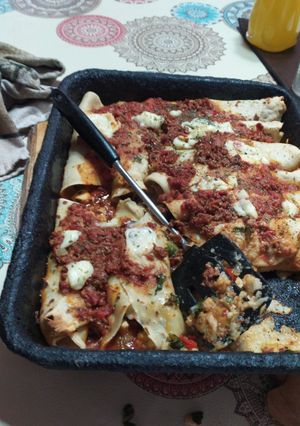 Una foto de Canelones de pollo y verdura