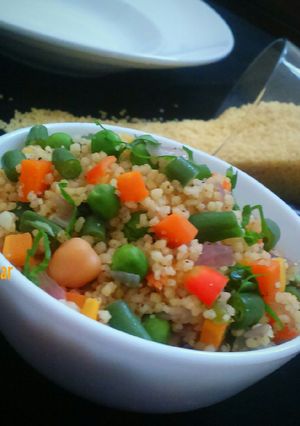 A picture of Couscous with mixed winter vegetables.