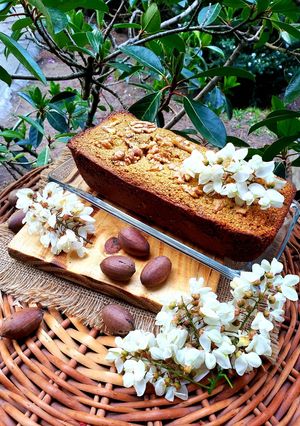 Una foto de Budín de ananá🍍🍍🍍y nueces