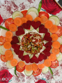 A picture of Vegetables Salad with Black chana and green moong.
