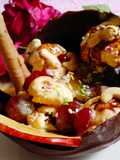 Chocolate bowl with fruits and nuts and Icecream