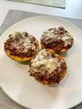 Abobrinha recheada com carne moída e gorgonzola