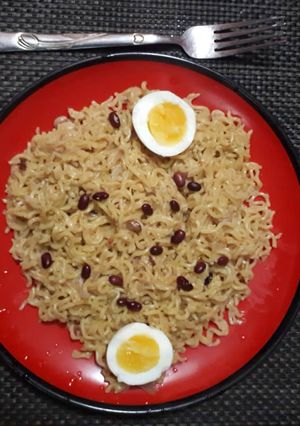 A picture of Indomie with kidney beans #Rivers State.