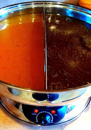 A picture of Mike's Homemade Chicken & Beef Broth.