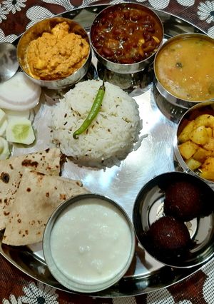 A picture of Restaurant style veg thali.