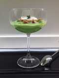 Mousse di piselli con porcini, anacardi e robiola