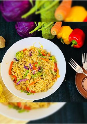 A picture of Chicken & Vegetables Stir-Fry Noodles.
