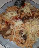 Fideos al huevo con pimentón ahumado y salsa de tomate con osobuco desgrasado