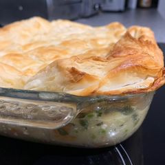A picture of Pretend chicken pie (vegan).