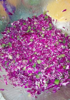 A picture of Red cabbage salad.