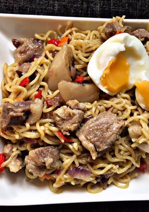 A picture of Pork Chop Noodles redefined.