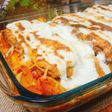 Macarrones al horno entre capas de berenjenas con abrigo y queso