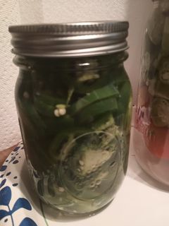 A picture of Sliced up Pickled Jalapeno Peppers.
