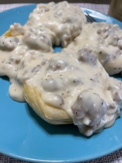 A picture of Biscuits and Sausage Gravy.
