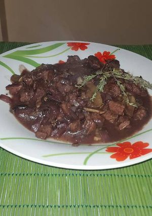 A picture of Sautéed Beef Flank with Mushrooms.